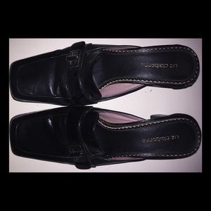 LIZ CLAIBORNE WOMENS BLACK LEATHER HEEL - SIZE 9.5